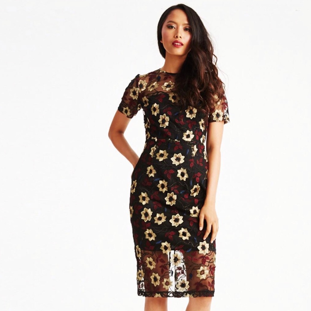 Donna Morgan Women's Floral Embroidered Mesh Midi - Picture 2 of 3
